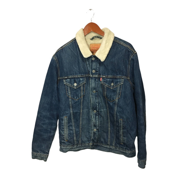 Levi's Other - Levi's Men's Sherpa Lined Trucker Jean Denim Jacket Button Front Size Large Blue